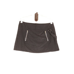 Vintage 1990s Goth Punk Skater Mini Skirt Straps Zippers Joyce Leslie Black 32"